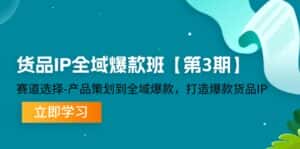 货品IP全域爆款班【第3期】赛道选择、产品策划到全域爆款，打造爆款货品IP-优优云创网