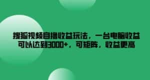 搜狐视频自撸收益玩法,一台电脑收益可以达到3k+,可矩阵,收益更高-优优云创网