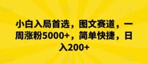 小白入局首选,图文赛道,一周涨粉5000+,简单快捷,日入200+-优优云创网