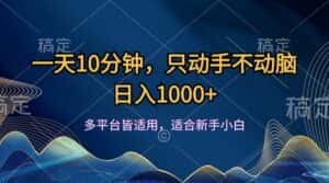 （12123期）一天10分钟，只动手不动脑，日入1000+-优优云创网