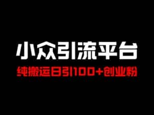 冷门引流平台,纯搬运日引100+高质量年轻创业粉!-优优云创网