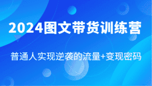 2024图文带货训练营,普通人实现逆袭的流量+变现密码(87节课)-优优云创网