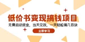 (12134期)低价书变现搞钱项目:无需启动资金,当天见效,一天轻松搞几百块-优优云创网