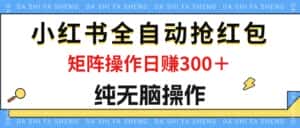 （12151期）最新小红书全自动抢红包，单号一天50＋  矩阵操作日入300＋，纯无脑操作-优优云创网