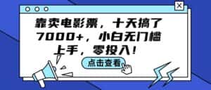 （12161期）靠卖电影票，十天搞了7000+，小白无门槛上手，零投入！-优优云创网