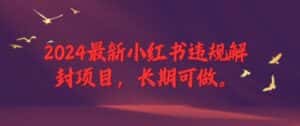 2024最新小红书违规解封项目，长期可做，一个可以做到退休的项目-优优云创网