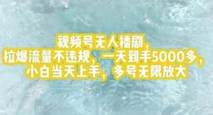 (12166期)视频号无人播剧,拉爆流量不违规,一天到手5000多,小白当天上手,多号…-优优云创网