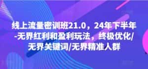 线上流量密训班21.0,24年下半年-无界红利和盈利玩法,终极优化/无界关键词/无界精准人群-优优云创网
