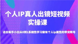 个人IP真人出镜短视频实操课-适合新手小白从0到1系统性学习做有个人ip属性的带货账号-优优云创网