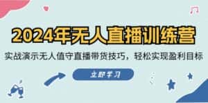 2024年无人直播训练营:实战演示无人值守直播带货技巧,轻松实现盈利目标-优优云创网