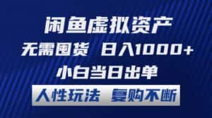 (12187期)闲鱼虚拟资产 无需囤货 日入1000+ 小白当日出单 人性玩法 复购不断-优优云创网