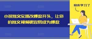 小说推文实操改爆款开头，让你的推文视频更容易成为爆款-优优云创网