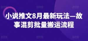 小说推文8月最新玩法—故事混剪批量搬运流程-优优云创网