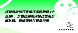 视频号微信豆直播打品陪跑营(十三期),做不自流然冷动启也不不做私域,接直通付过费拿结果-优优云创网