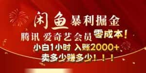 （12236期）闲鱼全新暴力掘金玩法，官方正品影视会员无成本渠道！小白1小时收…-优优云创网