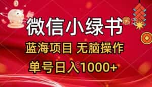 (12237期)微信小绿书,蓝海项目,无脑操作,一天十几分钟,单号日入1000+-优优云创网