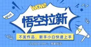 （12243期）悟空拉新最新玩法，无需作品暴力出单，小白快速上手-优优云创网
