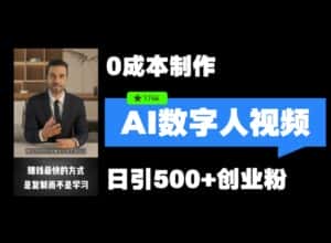 最新数字人引流,五分钟一条视频,可矩阵操作,日引500+创业粉-优优云创网