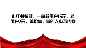 小红书拉新,一单新用户15元,老用户7元,单价高,做的人少不内卷-优优云创网
