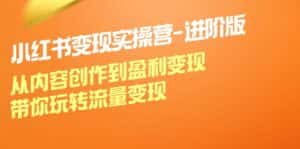 小红书变现实操营进阶版：从内容创作到盈利变现，带你玩转流量变现-优优云创网