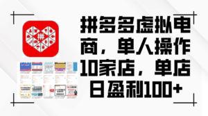 （12267期）拼多多虚拟电商，单人操作10家店，单店日盈利100+-优优云创网