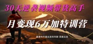 30天逆袭视频带货高手,单月变现6万加特训营-麦子甜-优优云创网