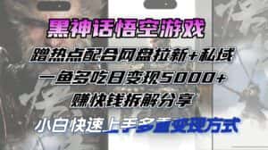 (12271期)黑神话悟空游戏蹭热点配合网盘拉新+私域,一鱼多吃日变现5000+赚快钱拆…-优优云创网