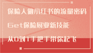 保险人做小红书的流量密码,Get保险展业新技能,从0到1手把手带你起飞-优优云创网