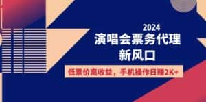 （12297期）2024演唱会票务代理新风口，低票价高收益，手机操作日赚2K+-优优云创网