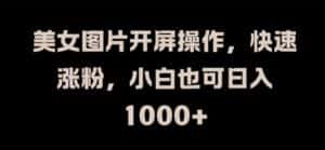美女图片开屏操作，快速涨粉，小白也可日入1k-优优云创网