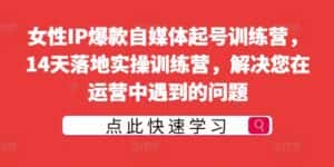 女性IP爆款自媒体起号训练营,14天落地实操训练营,解决您在运营中遇到的问题-优优云创网