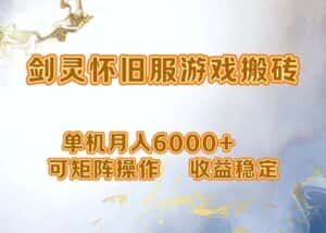 （12471期）网游剑灵打金搬砖，单机月入6000+，可矩阵操作，收益稳定。-优优云创网