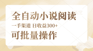 （12447期）全自动小说阅读，纯脚本运营，可批量操作，时间自由，小白轻易上手，日…-优优云创网