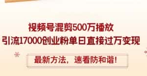 （12391期）精华帖视频号混剪500万播放引流17000创业粉，单日直接过万变现，最新方…-优优云创网