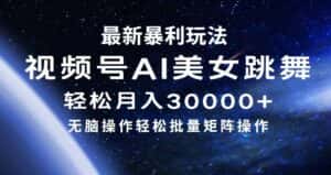 (12377期)最新暴利玩法视频号AI美女,简单矩阵轻松月入30000+-优优云创网