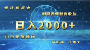 （12347期）短视频掘金，刷刷视频就有收益.小白无脑操作，日入2000+-优优云创网