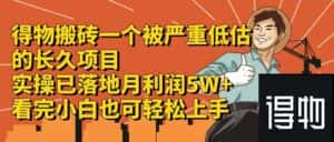 (12325期)得物搬砖 一个被严重低估的长久项目 一单30—300+ 实操已落地 月…-优优云创网