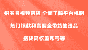拼多多视频带货 全面了解平台机制、热门爆款和高佣金带货的选品,搭建高权重账号等-优优云创网