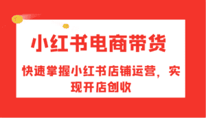 小红书电商带货,快速掌握小红书店铺运营,实现开店创收-优优云创网