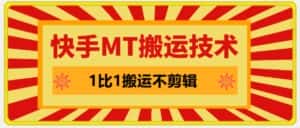 快手MT搬运技术，一比一搬运不剪辑，剧情可用，条条同框-优优云创网