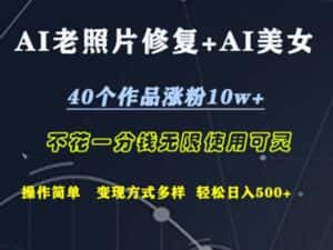 (12489期)AI老照片修复+AI美女玩发 40个作品涨粉10w+ 不花一分钱使用可灵 操…-优优云创网