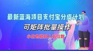 最新蓝海项目支付宝分成计划,可矩阵批量操作,小白也能月入五位数-优优云创网