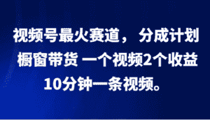 视频号最火赛道， 分成计划， 橱窗带货，一个视频2个收益，10分钟一条视频。-优优云创网