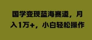 国学变现蓝海赛道,月入1W+,小白轻松操作-优优云创网