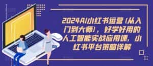 2024AI小红书运营(从入门到大师),好学好用的人工智能实战应用课,小红书平台策略详解-优优云创网