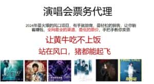 演唱会票务代理，2024年最火爆风口项目，全网最低的票价，小白一分钟上手日入2000+-优优云创网