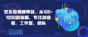 京东短视频带货,从100-1000创业版,专注创业者,工作室,团队-优优云创网