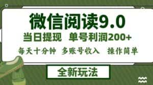 （12575期）微信阅读9.0新玩法，每天十分钟，单号利润200+，简单0成本，当日就能提…-优优云创网