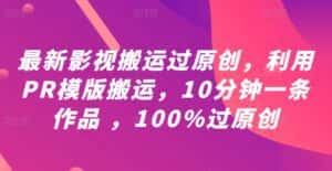 最新影视搬运过原创，利用PR模版搬运，10分钟一条作品 ，100%过原创【教程+PR模板】-优优云创网
