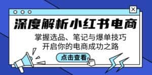 （12585期）深度解析小红书电商：掌握选品、笔记与爆单技巧，开启你的电商成功之路-优优云创网